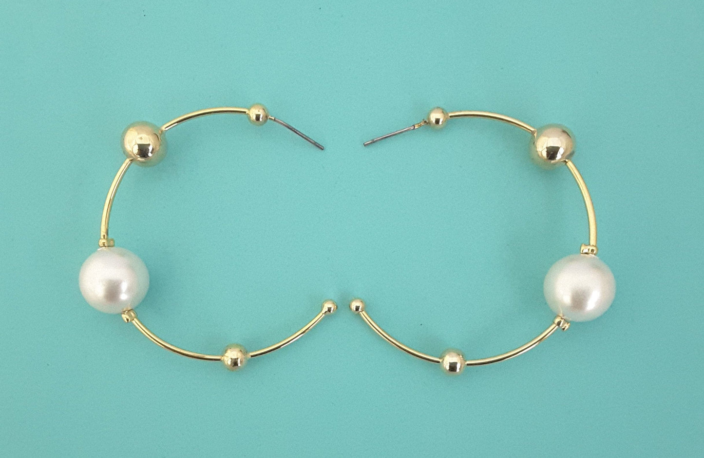 Moonstruck Gold/Golden Pearl Hoop Earrings for Women - www.MoonstruckINC.com