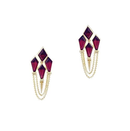 Moonstruck Dangle Spike and Chain Earrings (Purple & Gold) - www.MoonstruckINC.com