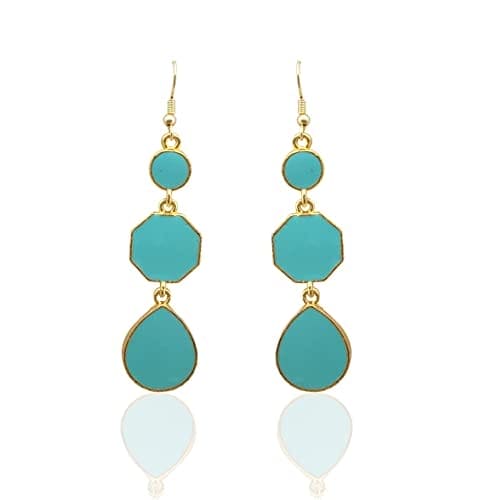 Moonstruck Alloy Metal and Agate Dangle Drop Earrings for Women,Aqua - www.MoonstruckINC.com