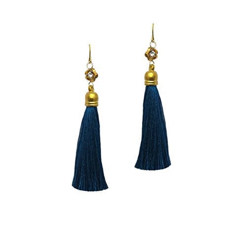 Moonstruck Gold Plated Thread Long Tassel Earring for Women & Girls (Turqoise) - www.MoonstruckINC.com