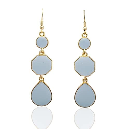 Moonstruck Alloy Metal and Agate Dangle Drop Earrings for Women, Light Blue - www.MoonstruckINC.com