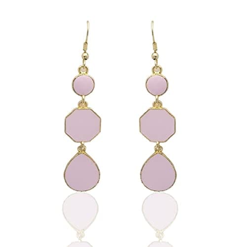 Moonstruck Alloy Metal and Agate Dangle Drop Earrings for Women, Light Pink - www.MoonstruckINC.com