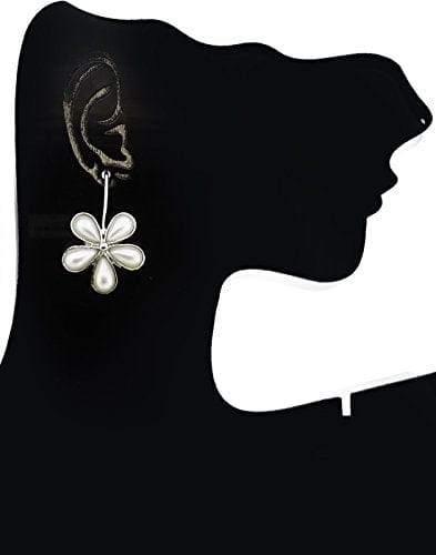 Moonstruck Combo flower hook earrings (Pearl & Blue) - www.MoonstruckINC.com