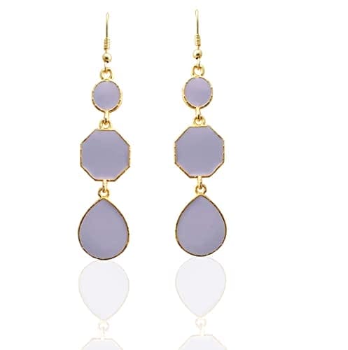 Moonstruck Alloy Metal and Agate Dangle Drop Earrings for Women, Lavender - www.MoonstruckINC.com