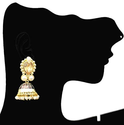 Moonstruck Traditional Non-precious Metal and Pearl Drop & Dangler Earrings for Women, Brown - www.MoonstruckINC.com