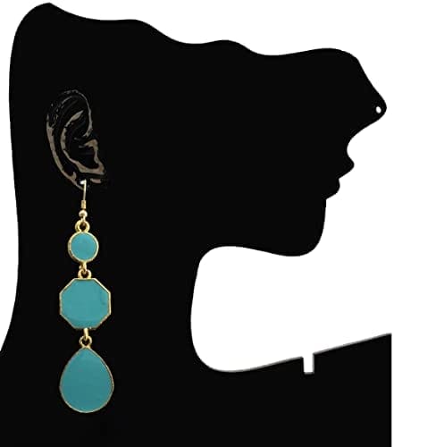 Moonstruck Alloy Metal and Agate Dangle Drop Earrings for Women,Aqua - www.MoonstruckINC.com