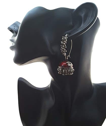 Moonstruck Gold Pearl Hoop Jhumki Fashion Earrings For Women (Maroon) - www.MoonstruckINC.com