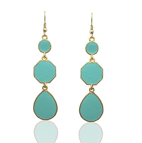 Moonstruck Alloy Metal and Agate Dangle Drop Earrings for Women,Light Aqua - www.MoonstruckINC.com
