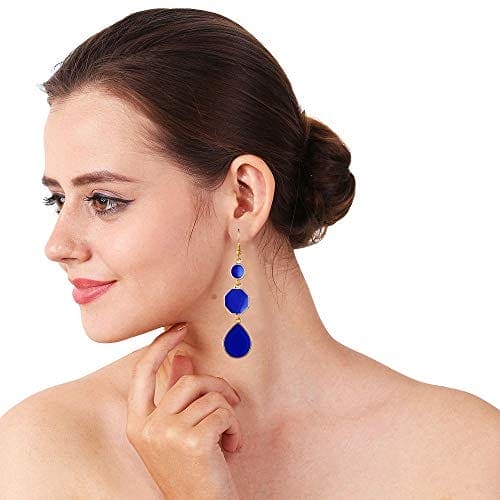 Moonstruck Dangle Drop Earrings For Women Party Wear (Blue) - www.MoonstruckINC.com