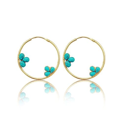 Moonstruck Indo-western Hoop Earrings for Women (Turquoise) - www.MoonstruckINC.com