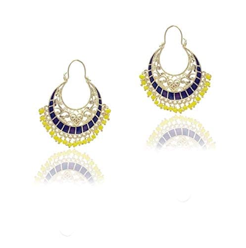 Moonstruck Traditional Indian Gold Plated Alloy Chandbali Hoop Earrings for Women (Maroon) - www.MoonstruckINC.com