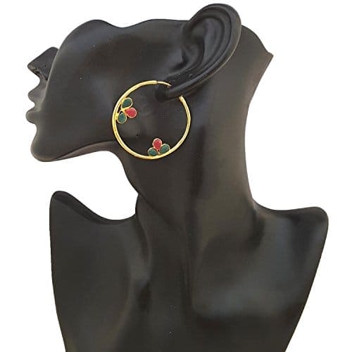 Moonstruck Indo-western Hoop Earrings for Women (Green,Pink) - www.MoonstruckINC.com
