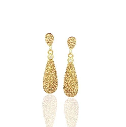 Moonstruck Champagne Diamond Golden Dangle Drop Earrings For Women Stylish - www.MoonstruckINC.com