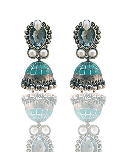 Moonstruck Oxidised Jhumkis Drop & Dangler Earring for Women Traditional(Green) - www.MoonstruckINC.com