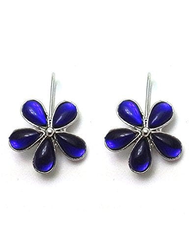 Moonstruck flower hook earrings (blue) - www.MoonstruckINC.com
