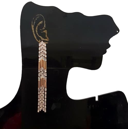 Moonstruck Long Chandeliar Statement Lightweight Tassel Dangle Earrings with Rhinestone Cubic Zirconia (Rose Gold) - www.MoonstruckINC.com