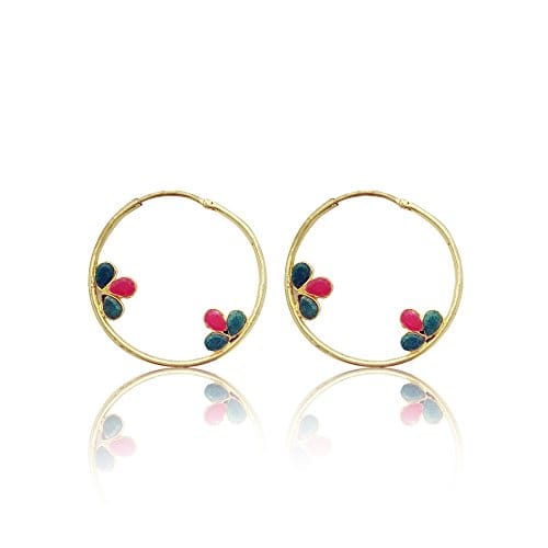 Moonstruck Indo-western Hoop Earrings for Women (Green,Pink) - www.MoonstruckINC.com