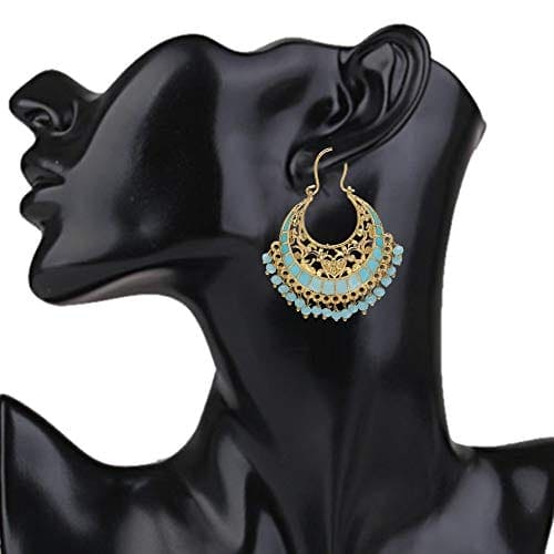 Moonstruck Traditional Indian Chandbali Hoop Earrings for Women (Green) - www.MoonstruckINC.com