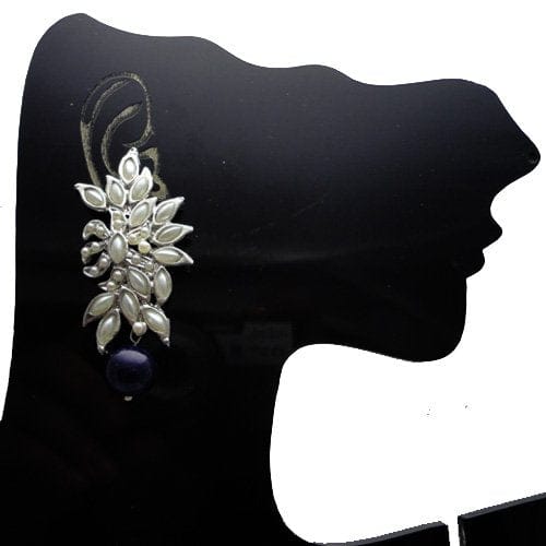 Moonstruck Flower Stud Earring with Pearl (Black) - www.MoonstruckINC.com