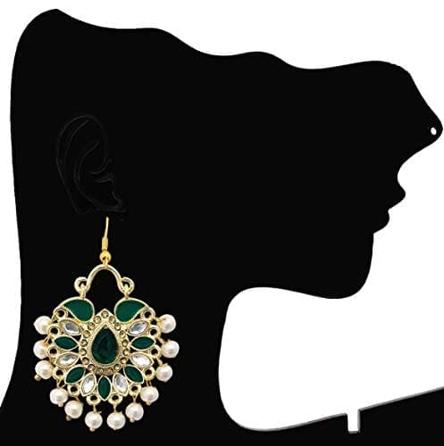 Moonstruck Green Non-Precious Metal Chandbali Hoop Earring for Women - www.MoonstruckINC.com