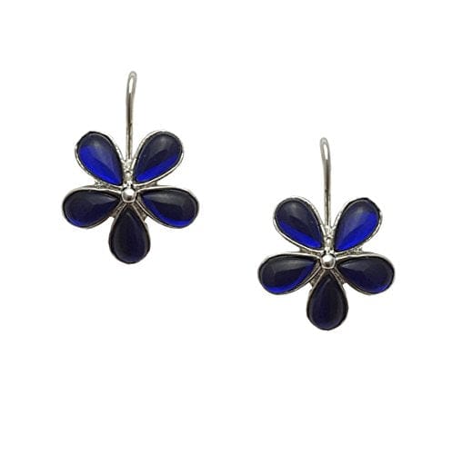 Moonstruck Combo flower hook earrings (Pearl & Blue) - www.MoonstruckINC.com