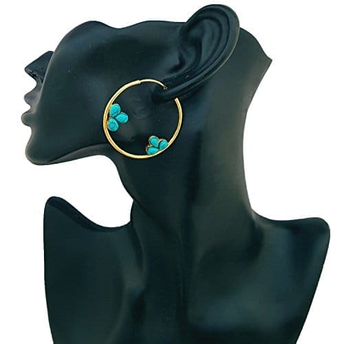 Moonstruck Indo-western Hoop Earrings for Women (Turquoise) - www.MoonstruckINC.com