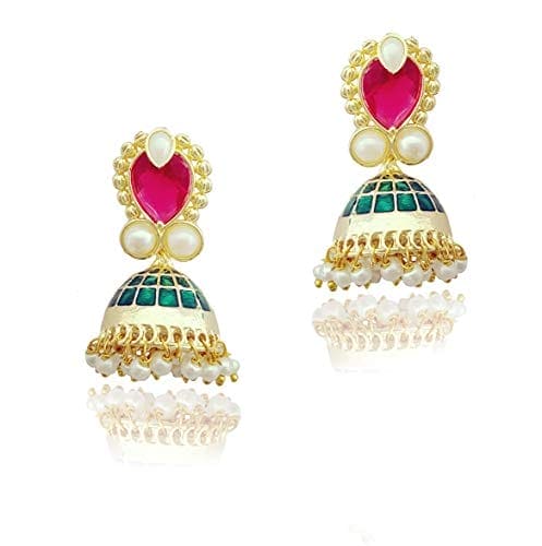 Moonstruck Non-Precious Metal Base Metal Pearl Earrings For Women (Pink) - www.MoonstruckINC.com