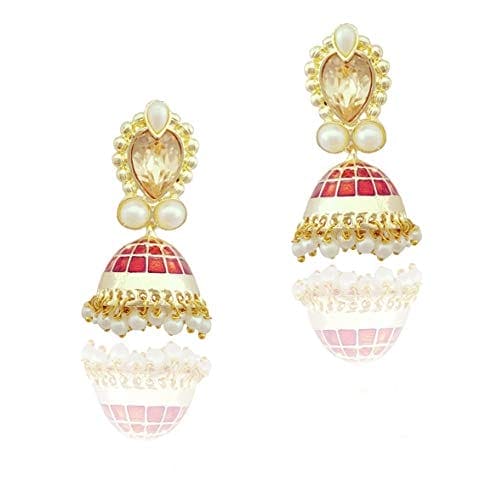Moonstruck Traditional Non-precious Metal and Pearl Drop & Dangler Earrings for Women, Brown - www.MoonstruckINC.com