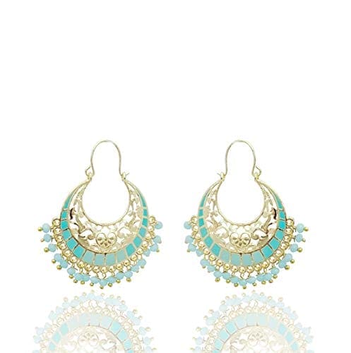 Moonstruck Traditional Indian Chandbali Hoop Earrings for Women (Green) - www.MoonstruckINC.com