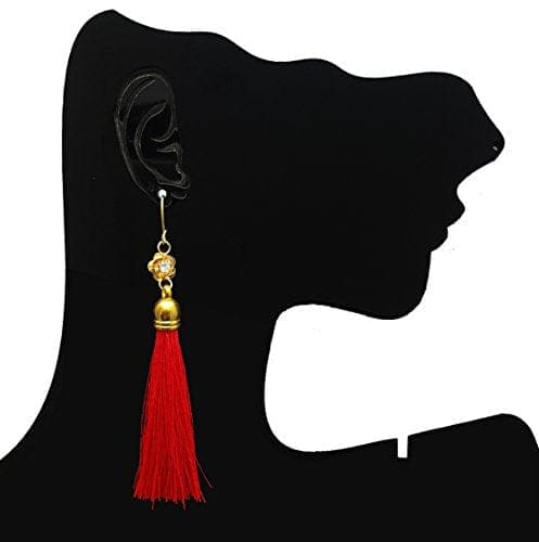Moonstruck Combo Gold Plated Thread Long Tassel Earring for Women & Girls (Red & white) - www.MoonstruckINC.com