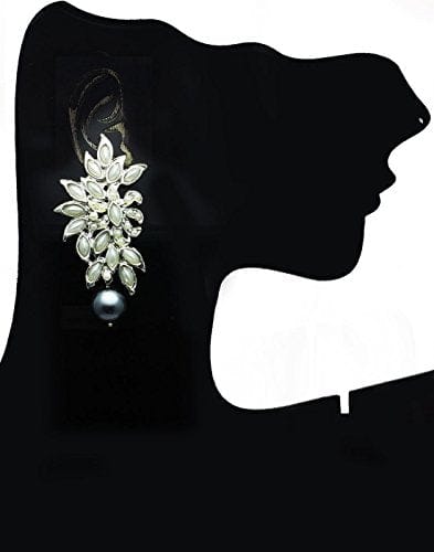 Moonstruck Flower Stud Earring with Pearl (Grey) - www.MoonstruckINC.com