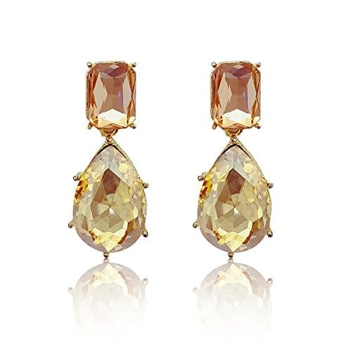 Moonstruck Dangle Drop Stone Earrings (Pink & Gold) - www.MoonstruckINC.com