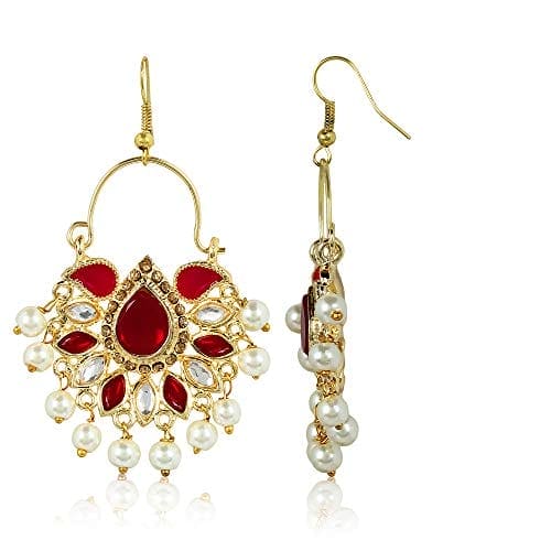 Moonstruck Chandbali Hoop Pink Non-Precious Metal Earrings for Women - www.MoonstruckINC.com