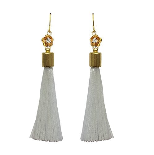Moonstruck Gold Plated White Thread Long Tassel Earring for Women & Girls - www.MoonstruckINC.com