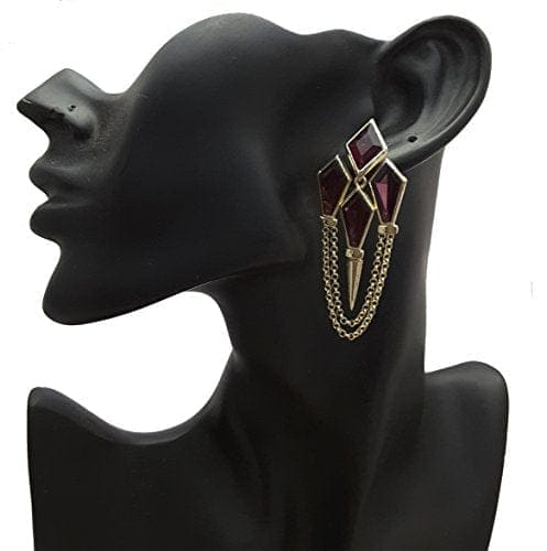 Moonstruck Dangle Spike and Chain Earrings (Purple & Gold) - www.MoonstruckINC.com