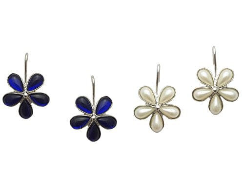 Moonstruck Combo flower hook earrings (Pearl & Blue) - www.MoonstruckINC.com