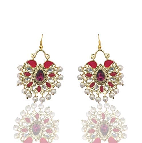 Moonstruck Chandbali Hoop Pink Non-Precious Metal Earrings for Women - www.MoonstruckINC.com