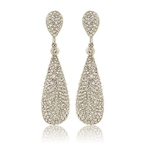 Moonstruck Silver Diamond Metal Dangle Drop Earrings For Women - www.MoonstruckINC.com
