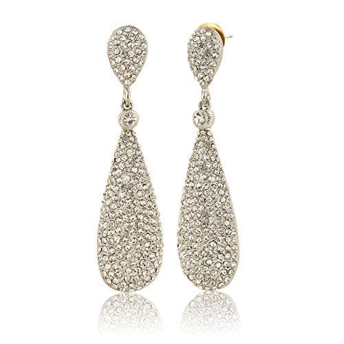 Moonstruck Silver Diamond Metal Dangle Drop Earrings For Women - www.MoonstruckINC.com