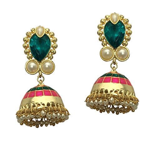 Moonstruck Non-Precious Metal Jhumki For Women ( Green ) - www.MoonstruckINC.com