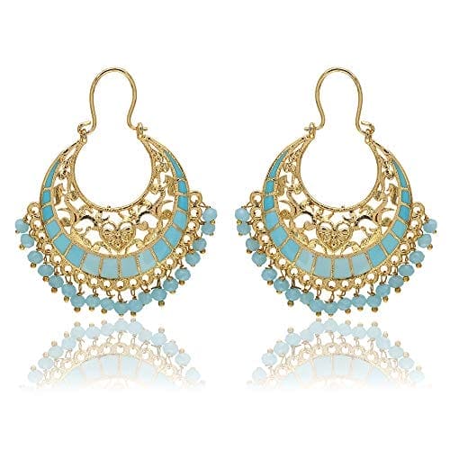 Moonstruck Traditional Indian Chandbali Hoop Earrings for Women (Green) - www.MoonstruckINC.com