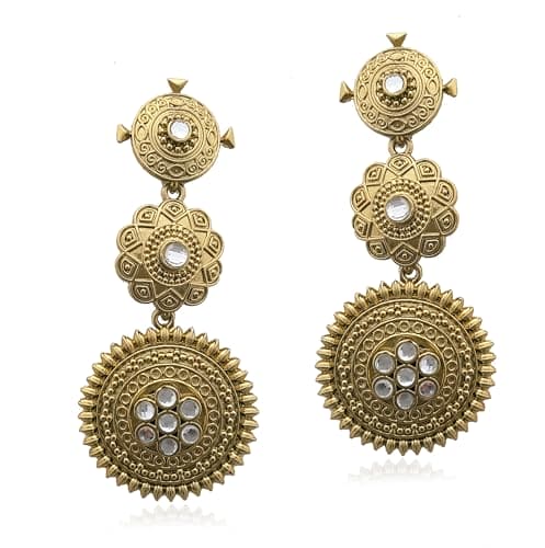 Moonstruck Antique Golden Traditional Ethnic Earrings For Women - www.MoonstruckINC.com