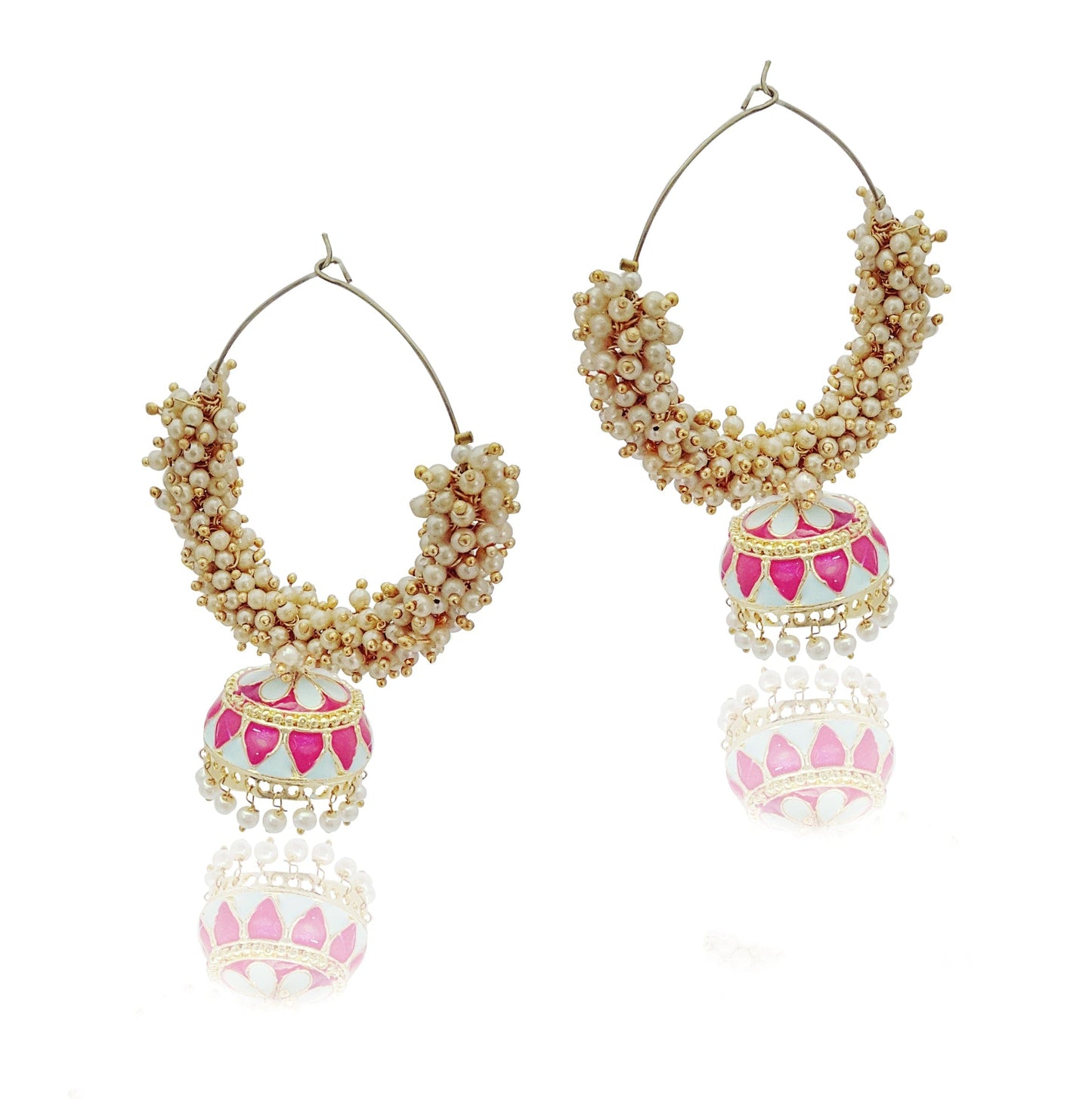 Moonstruck Gold Pearl Hoops Fashion Earrings For Women (Green) - www.MoonstruckINC.com