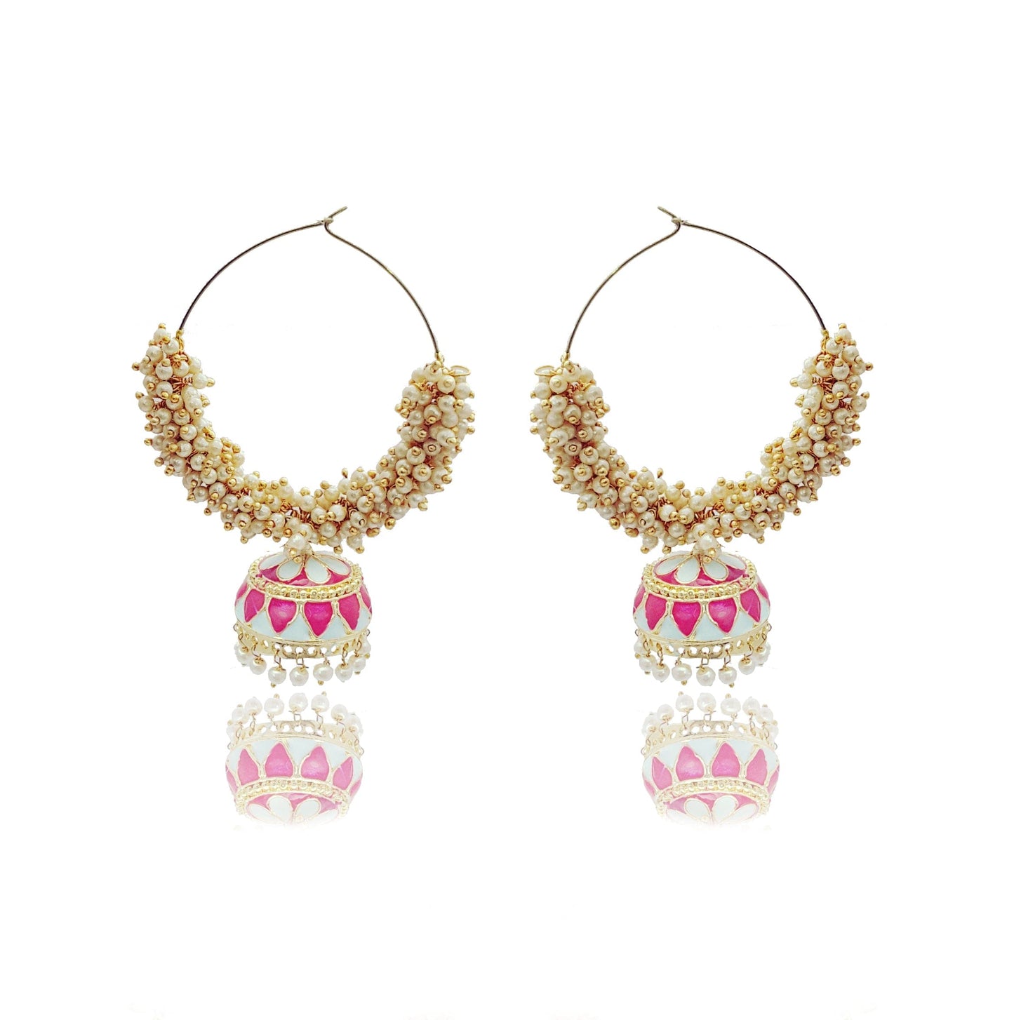 Moonstruck Gold Pearl Hoops Fashion Earrings For Women (Green) - www.MoonstruckINC.com