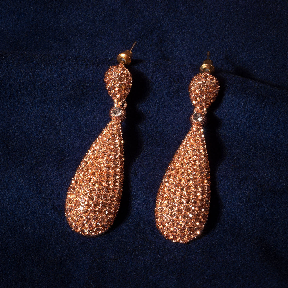 Moonstruck Rose Gold Crystal Diamond Drop And Dangle Fashion Earrings For Women - www.MoonstruckINC.com