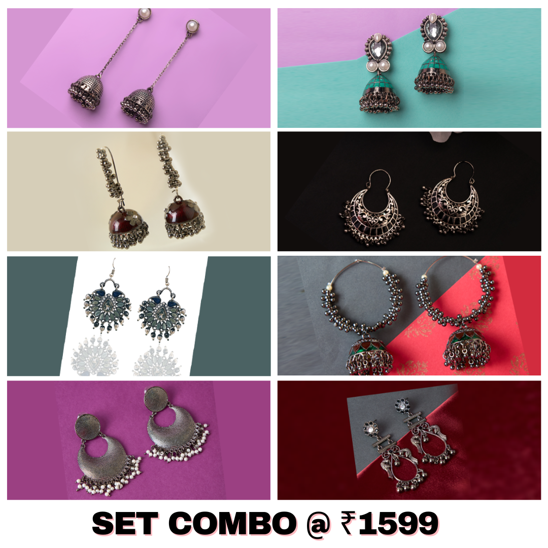 Buy Oxidised Earrings Set Combo For Women/Girls Online - Moonstruck Costume Jewellery