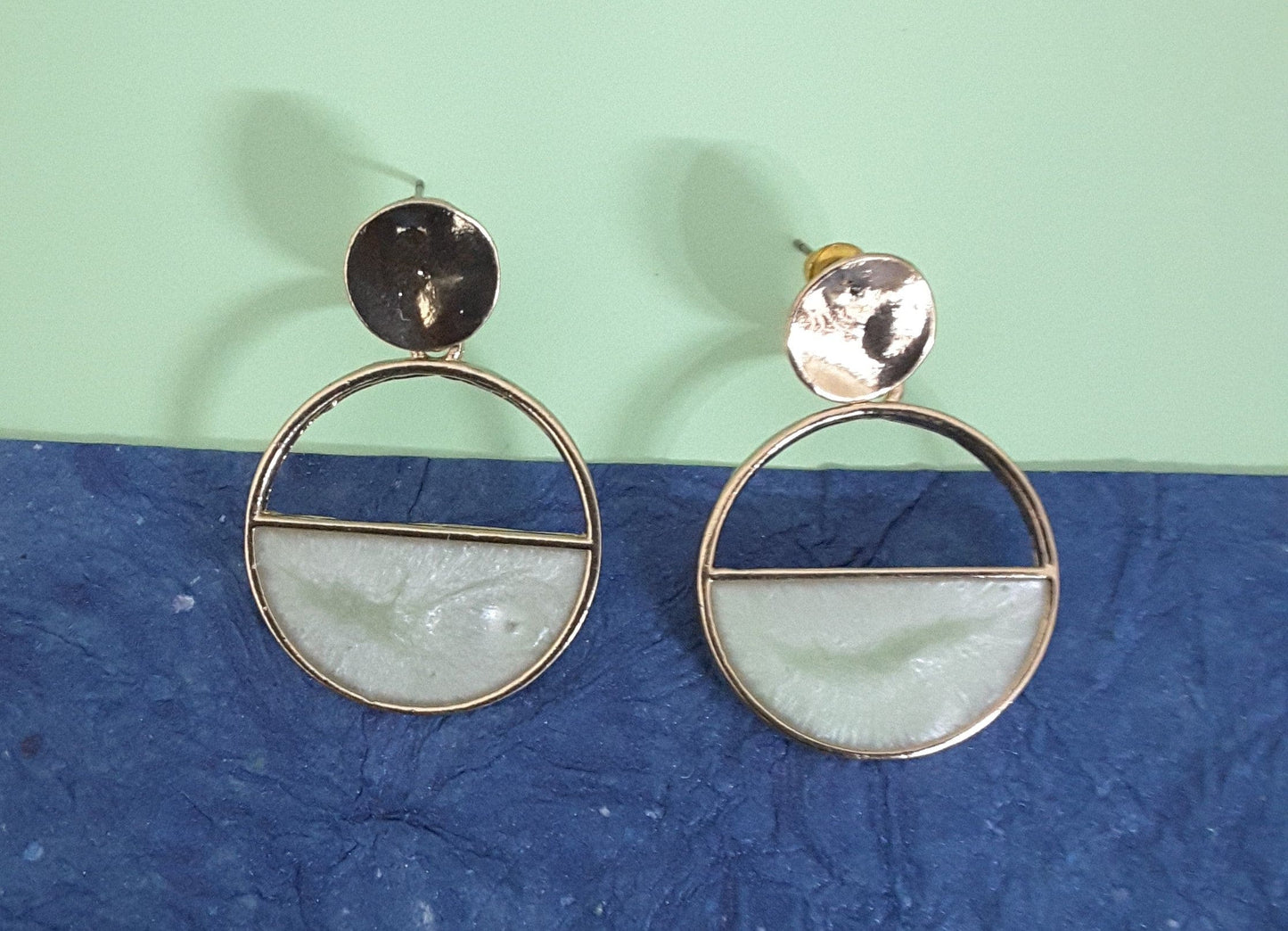 Moonstruck Round Dangle Earrings for Women (Green) - www.MoonstruckINC.com