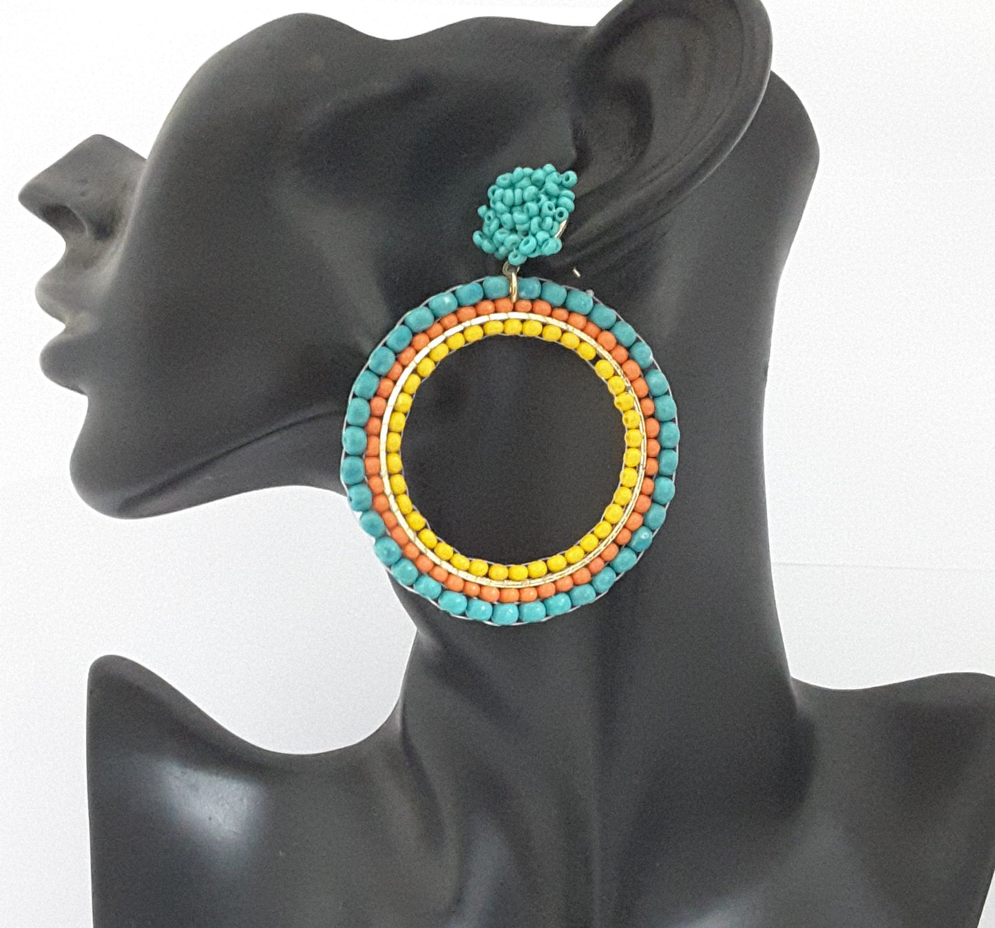 Moonstruck Round Beaded Dangle Earrings for Women (Multicolored) - www.MoonstruckINC.com