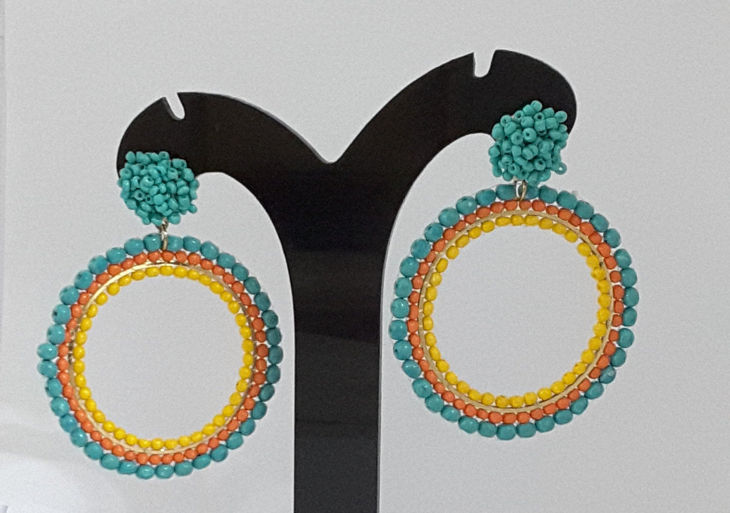 Moonstruck Round Beaded Dangle Earrings for Women (Multicolored) - www.MoonstruckINC.com