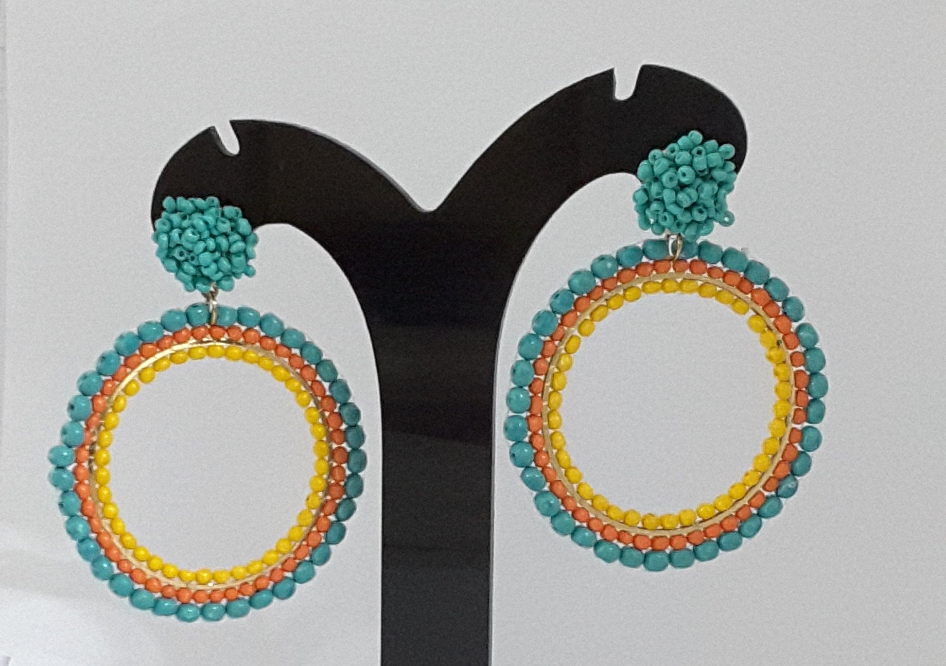 Moonstruck Round Beaded Dangle Earrings for Women (Multicolored) - www.MoonstruckINC.com